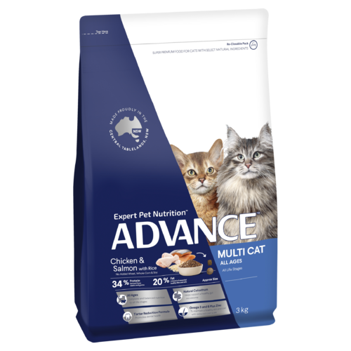 Advance Multi Dry Cat Food Chicken & Salmon w/ Rice Bulk 3kg