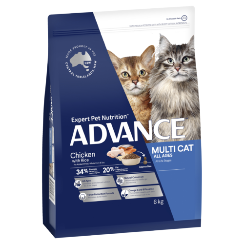Advance Multi Dry Cat Food Chicken & Salmon w/ Rice Bulk 6kg