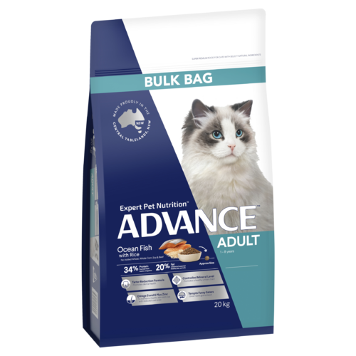 Advance Adult 1+ Dry Cat Food Ocean Fish w/ Rice Bulk 20kg
