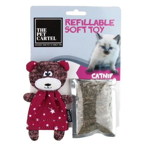 The Pet Cartel Refillable Soft Toy Bear Interactive Play Cat Toy