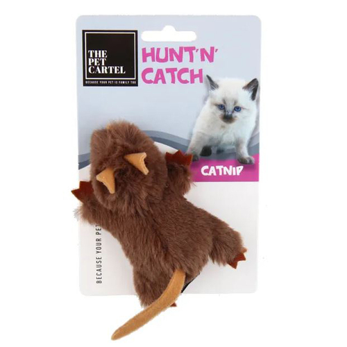 The Pet Cartel Hunt N Catch Mouse Interactive Play Cat Toy Brown