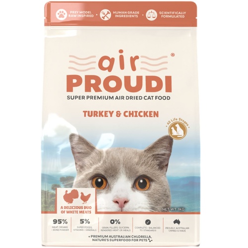 Air Proudi Super Premium Air-Dried Cat Food Turkey & Chicken 1kg