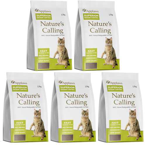 5 x Applaws Natures Calling Cat Litter Odour Control 2.7kg (13.5kg Total)