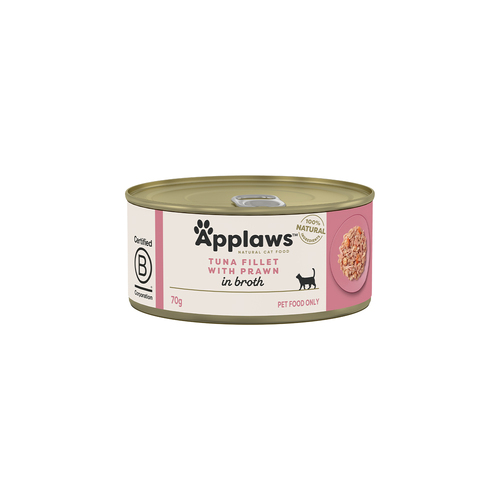 Applaws Natural Cat Food Tuna Fillet With Prawn Tin 70g 24 Pack 