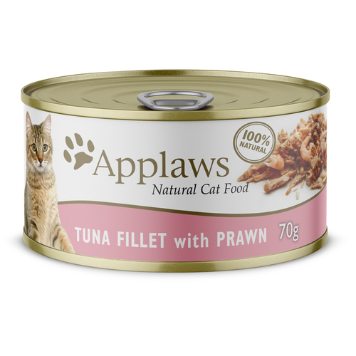 Applaws Natural Cat Food Tuna Fillet With Prawn Tin 70g 24 Pack 