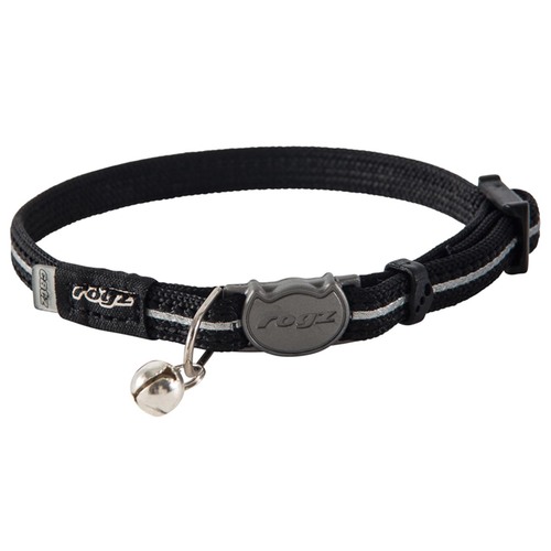 Rogz Alleycat Adjustable Safeloc Cat Collar Black 8mm