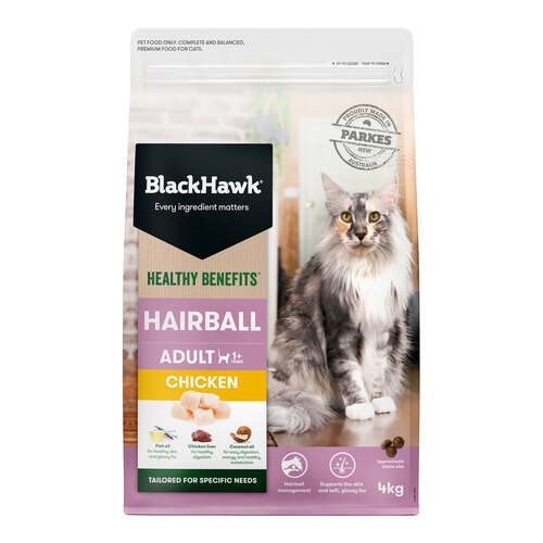 Black Hawk Adult 1+ Healthy Benefits Hairball Dry Cat Food Chicken 4kg