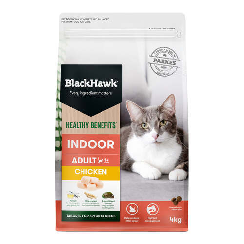 Black Hawk Adult 1+ Healthy Benefits Indoor Dry Cat Food Chicken 4kg