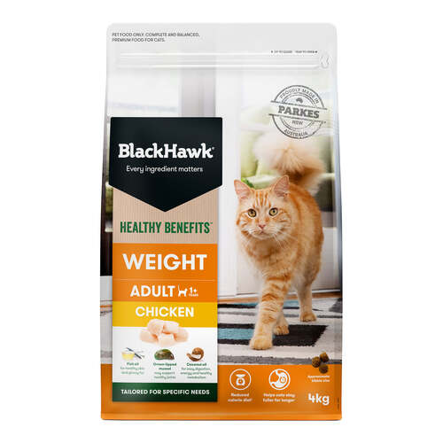 Black Hawk Adult 1+ Healthy Benefits Weight Dry Cat Food Chicken 4kg