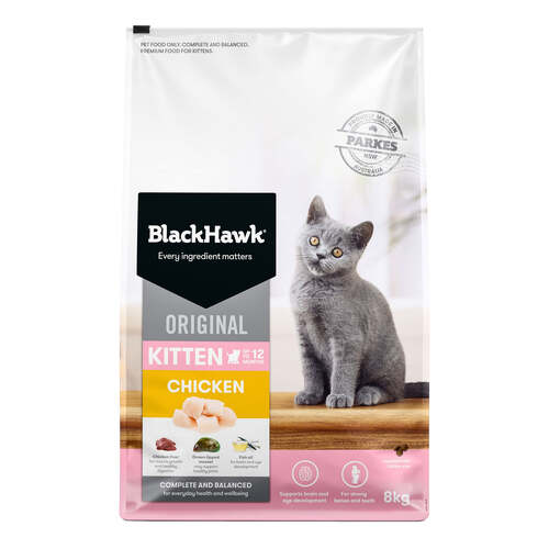 Black Hawk Kitten Up to 12 Months Dry Cat Food Original Chicken 8kg