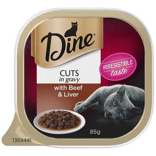 Dine w/ Beef and Liver Cuts in Gravy Wet Cat Food 14 x 85g