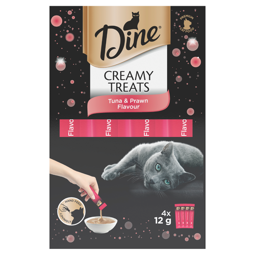 Dine Creamy Treats for Cats Over 12 Months Tuna & Prawn Flavour 6 x 12g