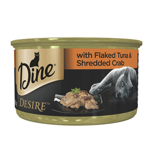 Dine Desire Cat Wet Food w/ Flaked Tuna & Shredded Crab 6 x 85g 
