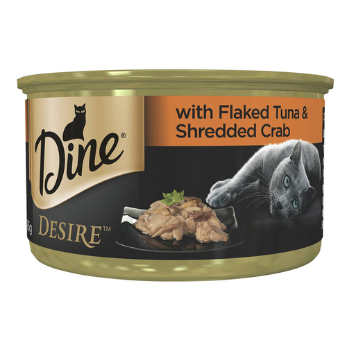 Dine Desire Wet Cat Food Flaked Tuna & Shredded Crab 24 x 85g