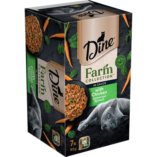 Dine Farm Collection Wet Cat Food with Chicken Carrot & Spinach 7 x 85g
