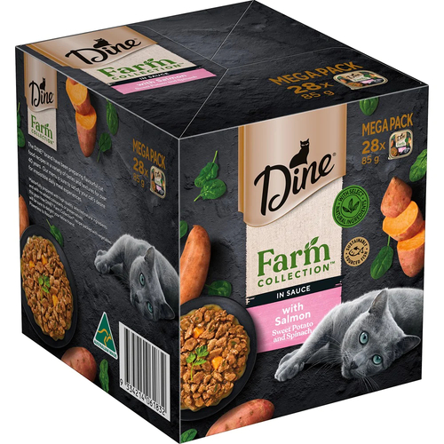 Dine Farm Collection Wet Cat Food with Salmon Sweet Potato & Spinach 28 x 85g