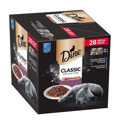 Dine Classic Collection Multi Pack Wet Cat Food Tuna Mornay & Lamb 85g x 28