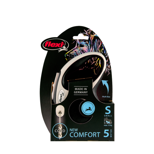 Flexi Comfort Retractable Cord Dog Lead Black Small 5m