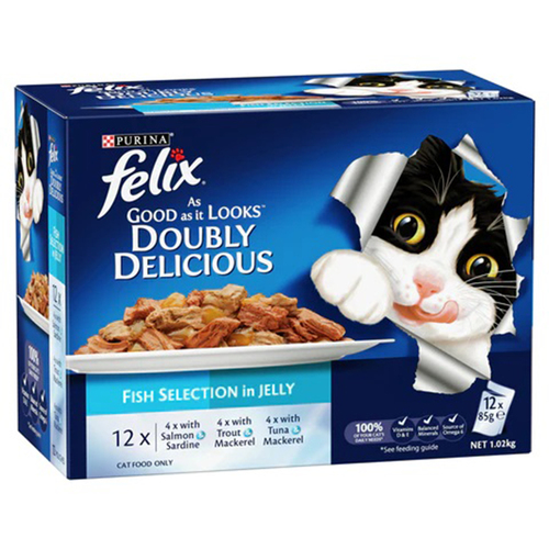 Felix As Good As It Look Doubly Delicious Wet Cat Food Fish Selections 12 x 85g