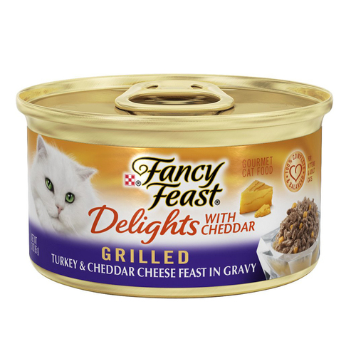 Fancy Feast Delights w/ Cheddar Wet Cat Food Turkey & Cheddar Cheese 24 x 85g