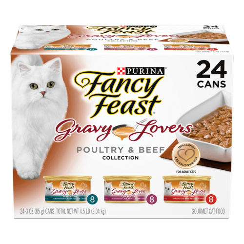 Fancy Feast Wet Cat Food Gravy Lovers Poultry & Beef Variety Pack 24 x 85g