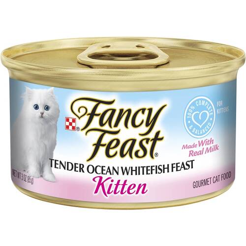 Fancy Feast Wet Kitten Food Grilled Ocean Whitefish & Tuna Feast in Gravy 24 x 85g