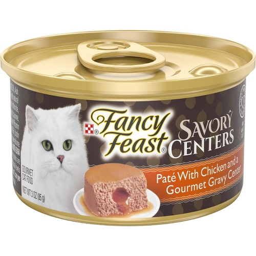 Fancy Feast Savory Center Wet Cat Food Pate w/ Chicken & Gourmet Gravy 24 x 85g