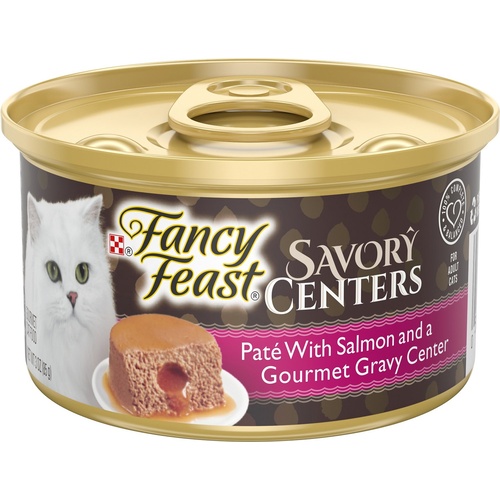 Fancy Feast Savory Center Wet Cat Food Pate w/ Salmon & Gourmet Gravy 24 x 85g
