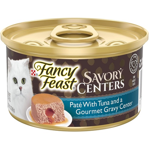 Fancy Feast Savory Center Wet Cat Food Pate w/ Tuna & Gourmet Gravy 24 x 85g