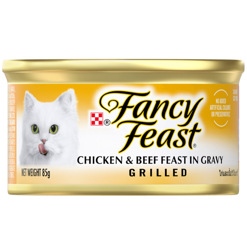 Fancy Feast Adult Grilled Wet Cat Food Chicken & Beef Feast in Gravy 24 x 85g
