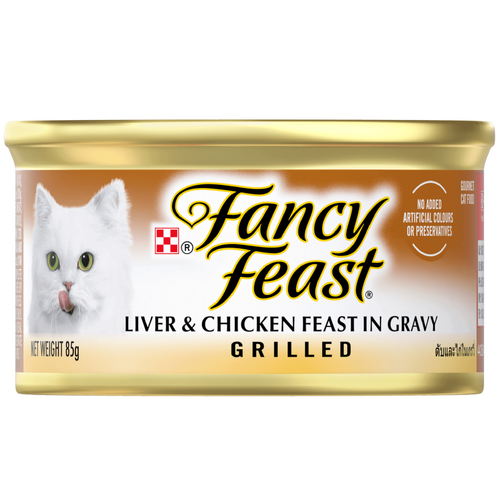 Fancy Feast Adult Grilled Wet Cat Food Liver & Chicken Feast in Gravy 24 x 85g
