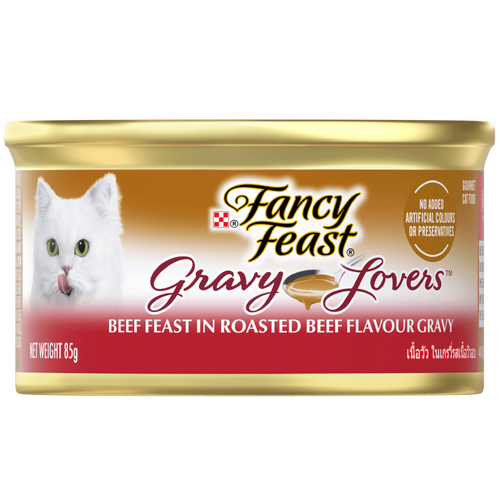 Fancy Feast Adult Gravy Lovers Wet Cat Food Beef Feast in Roasted Beef 24 x 85g