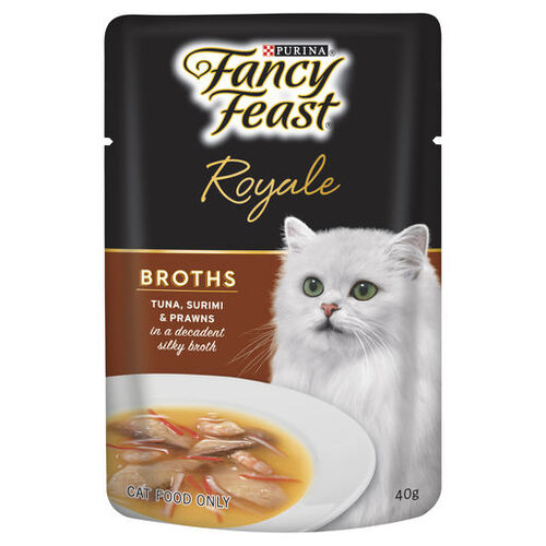 Fancy Feast Adult Royale Broths Wet Cat Food Tuna Surimi & Prawns 16 x 40g