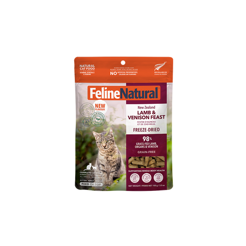 Feline Natural NZ Lamb & Venison Feast Grain-Free Freeze-Dried Cat Food 100g