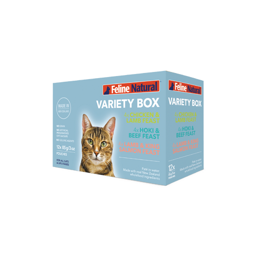 Feline Natural Grain-Free Wet Cat Food Variety Box Pouches 12 x 85g
