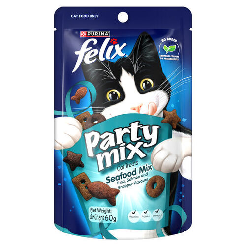 Felix Party Mix Classic Mix Cat Treats Tuna Chicken & Bonito 8 x 60g