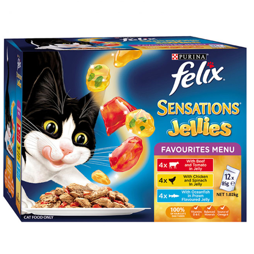 Felix Sensations Jellies Favourites Menu Cat Food 85g x 12 