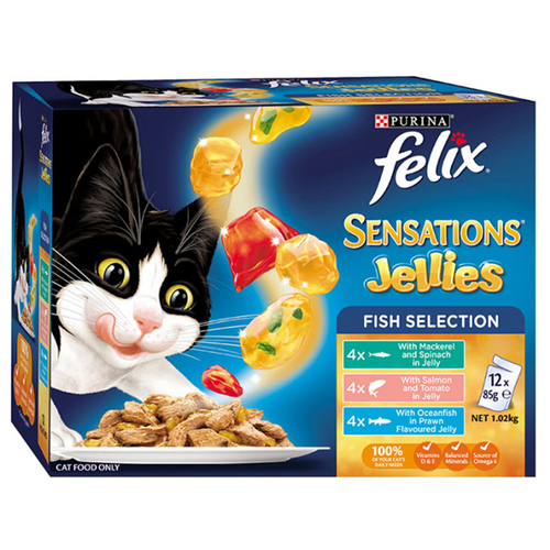 Felix Sensations Jellies Fish Selections Cat Food 85g x 12 