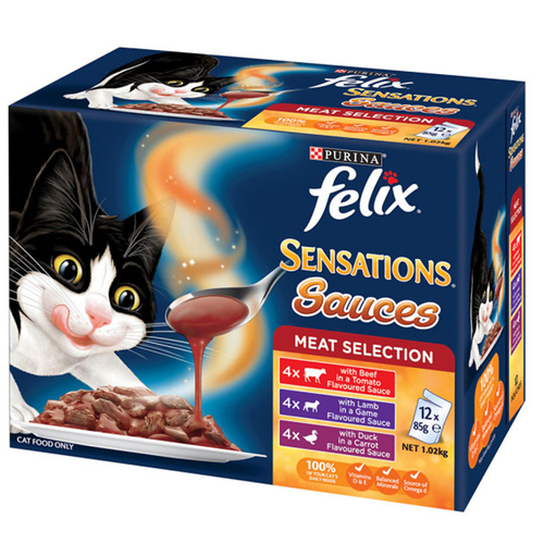 Felix Sensations Sauces Meat Selection Cat Food 85g x 12 