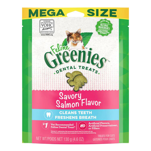 Greenies Feline Dental Treats Savory Salmon Flavor for Cats Mega Size 130g