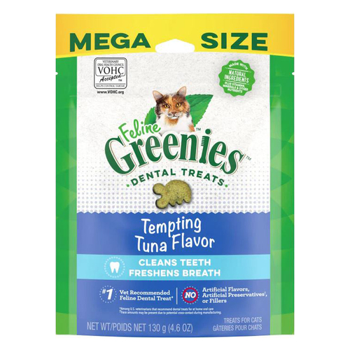 Greenies Feline Dental Treats Tempting Tuna Flavor for Cats Mega Size 130g