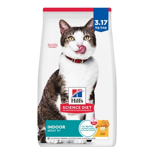 Hills Adult 11+ Indoor Dry Cat Food Chicken 3.17kg