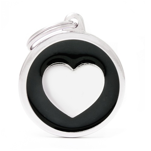 My Family Classic Heart Pet Tag Collar Accessory Black