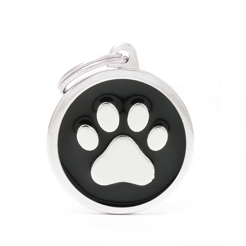 My Family Classic Paw Pet Tag Collar Accessory Black Large