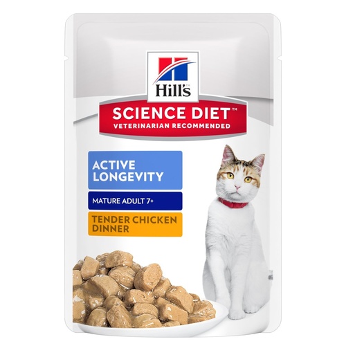 Hills Mature Adult 7+ Active Longevity Wet Cat Food Tender Chicken 12 x 85g