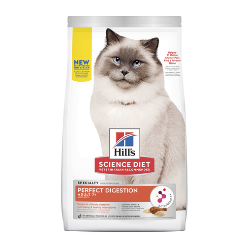 Hills Adult 7+ Perfect Digestion Dry Cat Food Chicken Barley & Oats 2.72kg
