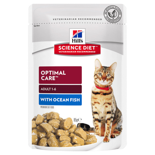 Hills Adult 1+ Optimal Care Wet Cat Food Ocean Fish 12 x 85g