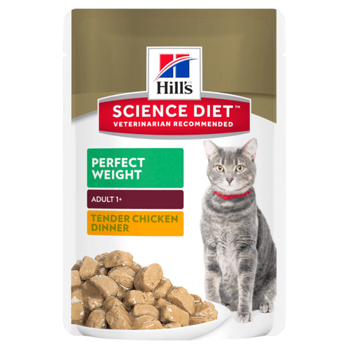 Hills Adult 1+ Perfect Weight Wet Cat Food Tender Chicken Dinner 12 x 85g
