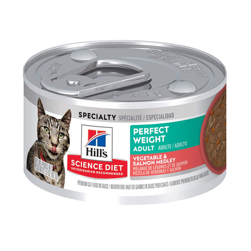 Hills Adult Perfect Weight Wet Cat Food Vegetable & Salmon Medley 24 x 82g