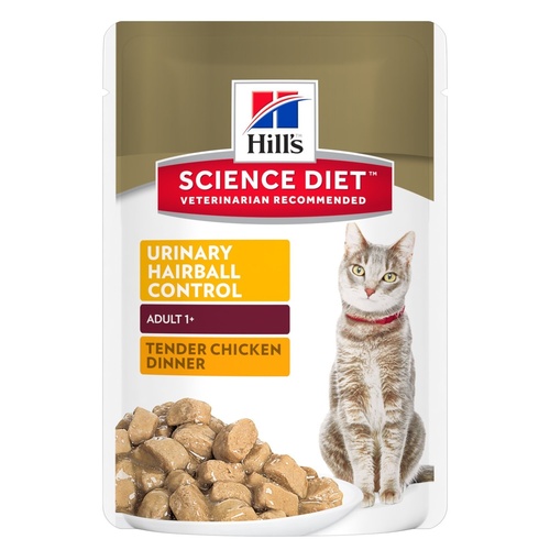 Hills Adult Urinary Hairball Control Wet Cat Food Tender Chicken Dinner 12 x 85g